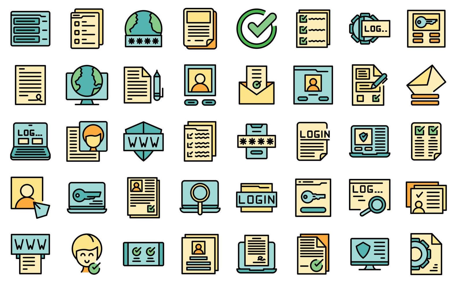 Registration icons set vector flat