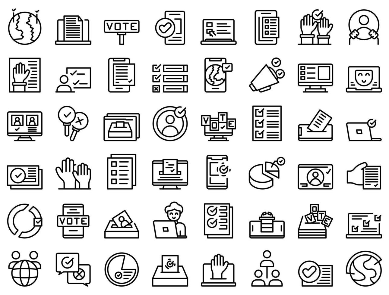 Online voting icons set outline vector. Strategy online vector