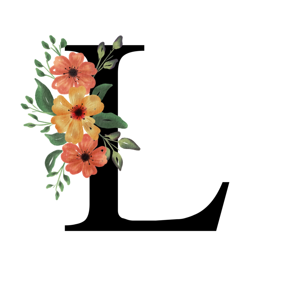 alfabeto de letras florais png