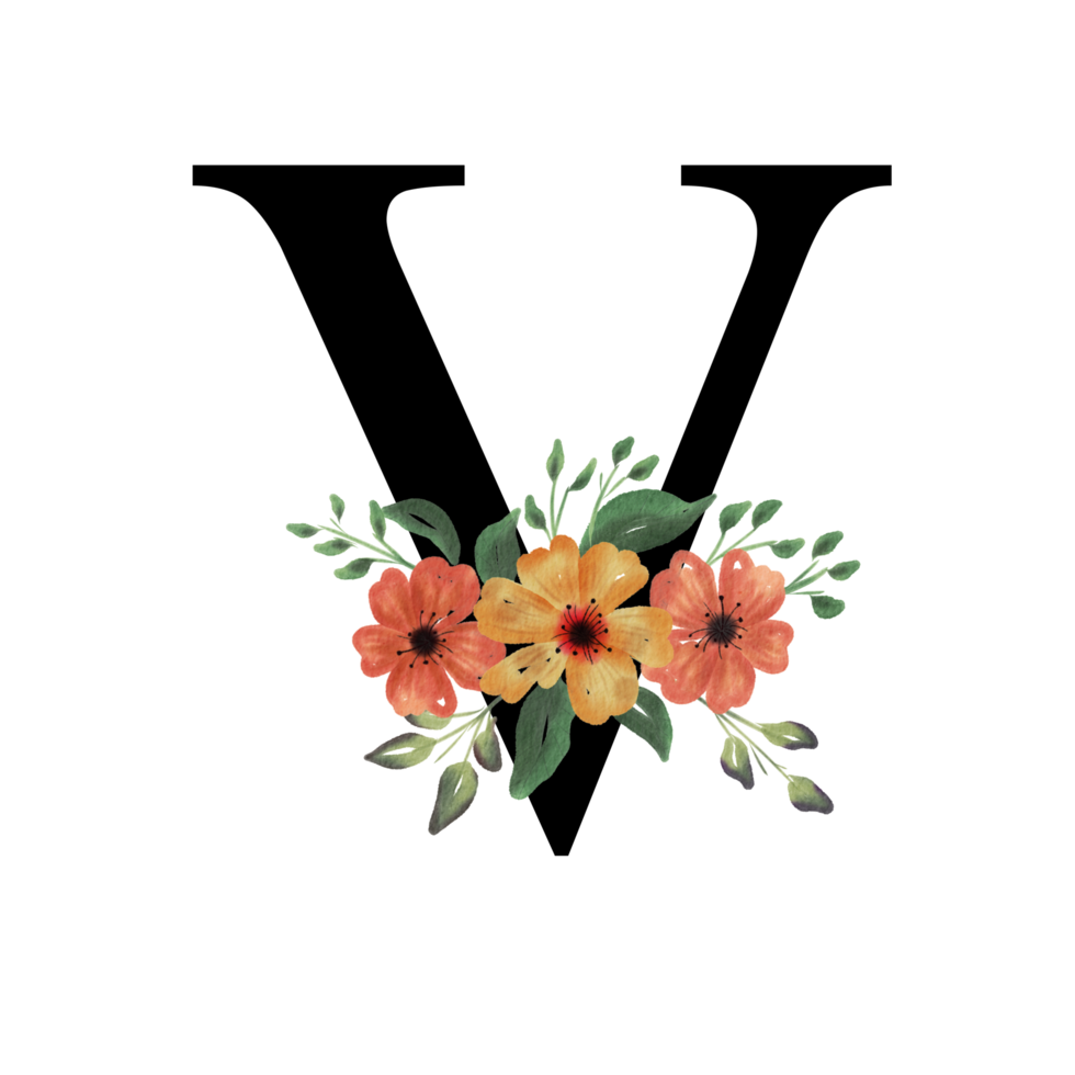 alfabeto de letras florales png