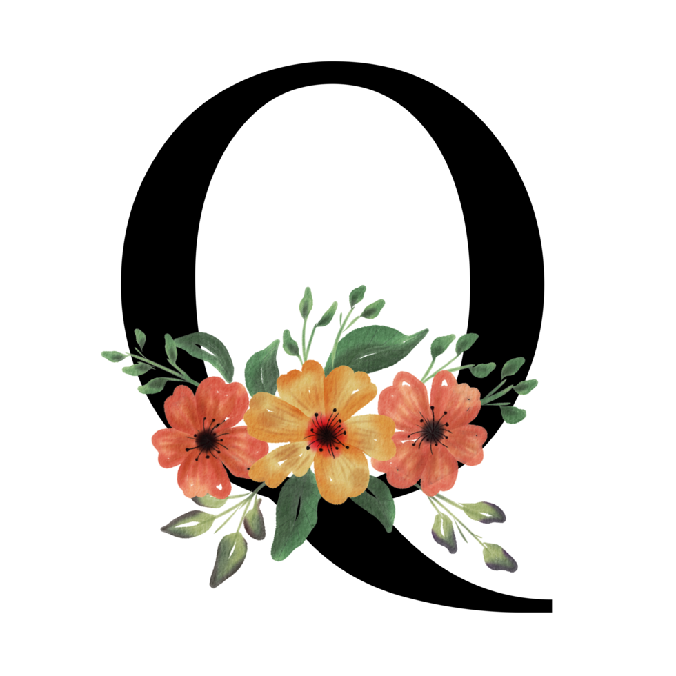 alfabeto de letras florales png