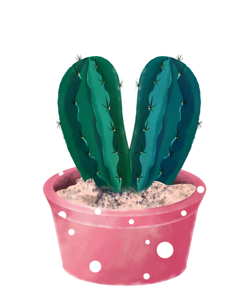 Watercolor Cactus in Pot png