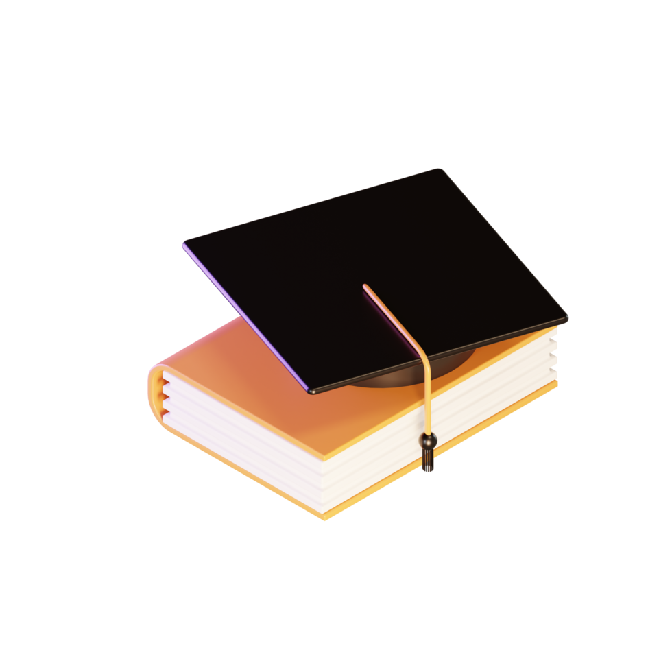 3D illustration object icon book and graduation hat png