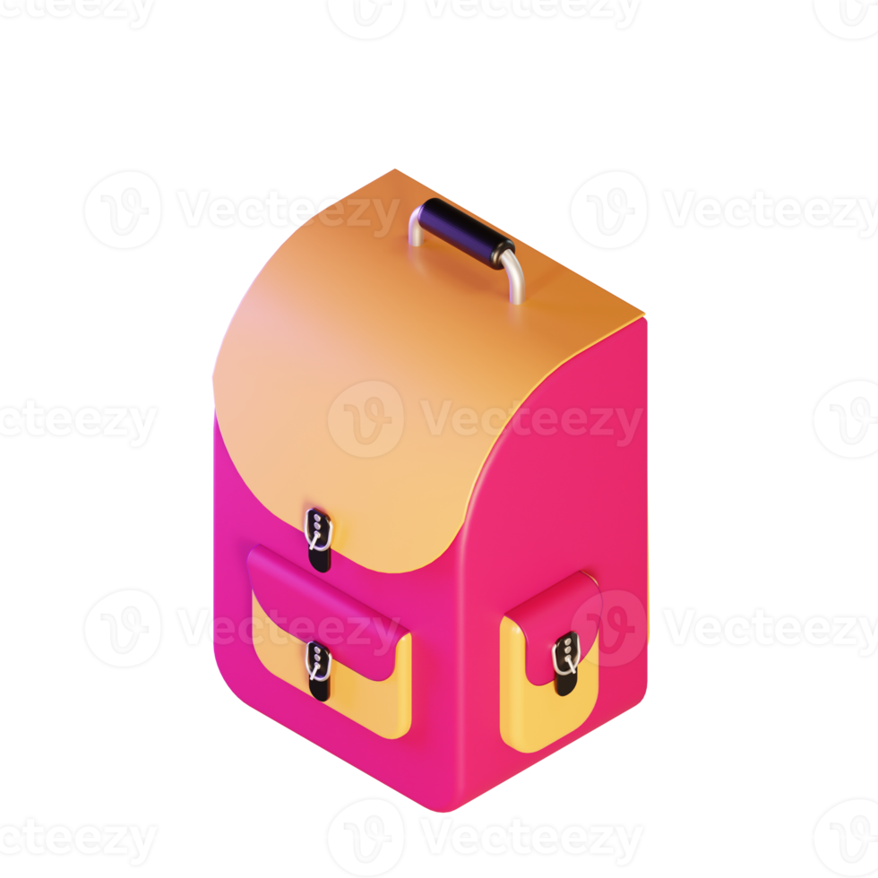 3D illustration object icon school bag png