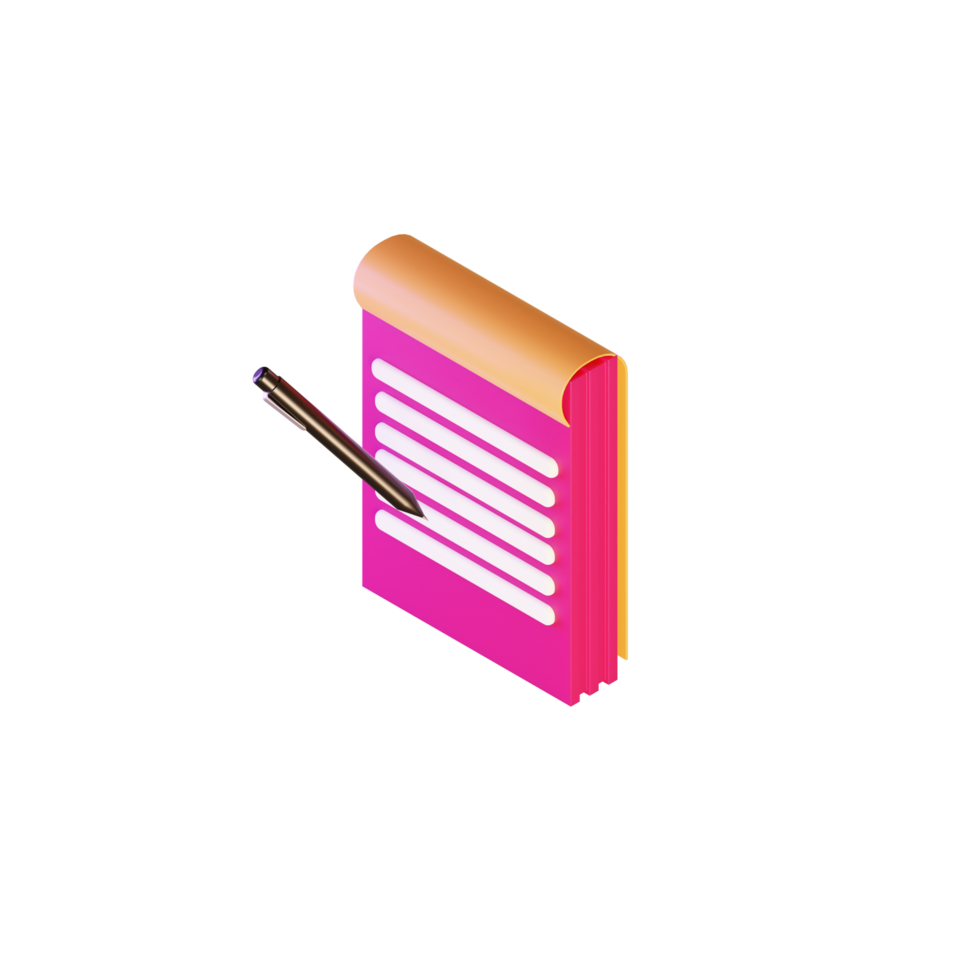 Cuaderno de icono de objeto de ilustración 3d png