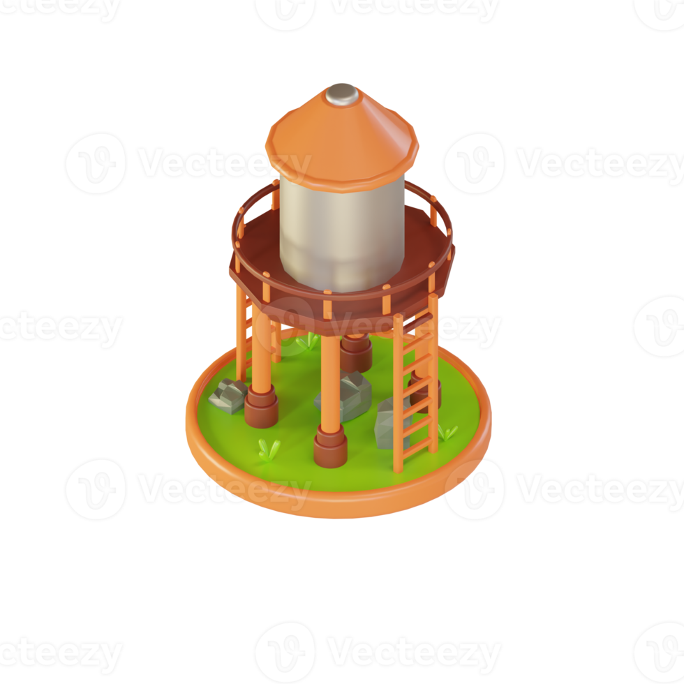 3D Illustration object icon tower water png