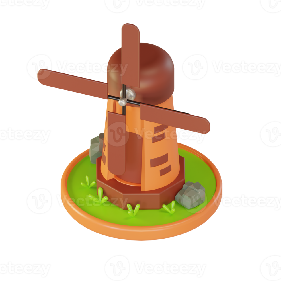 3D Illustration object icon windmill house png