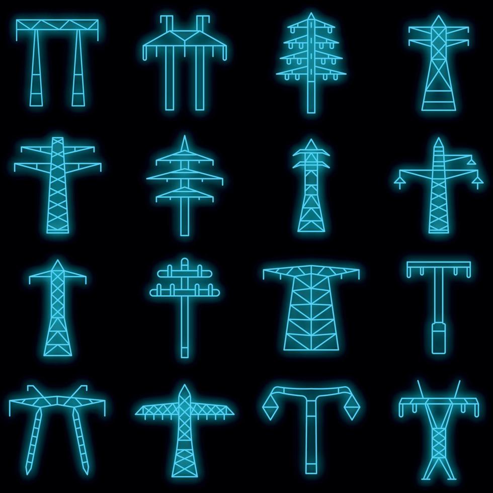 Electrical tower icon set vector neon