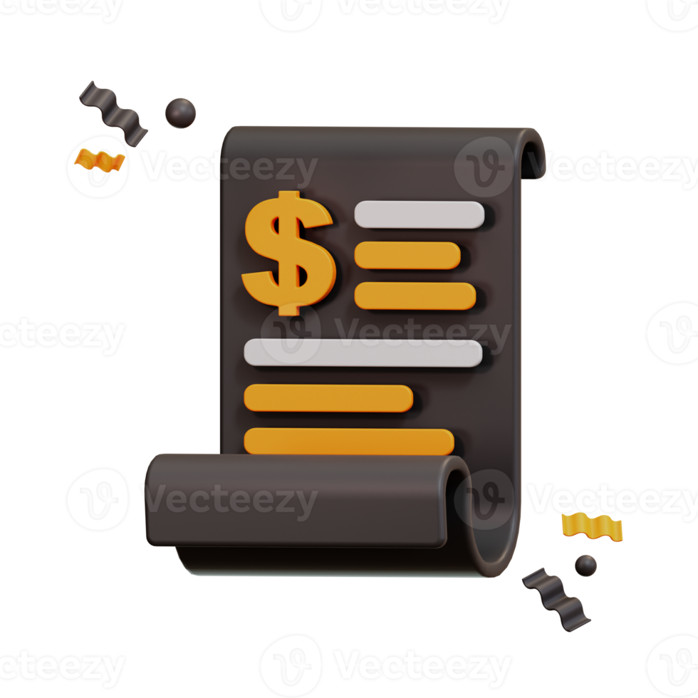 illustrazione 3d dell'icona della fattura e commerce png