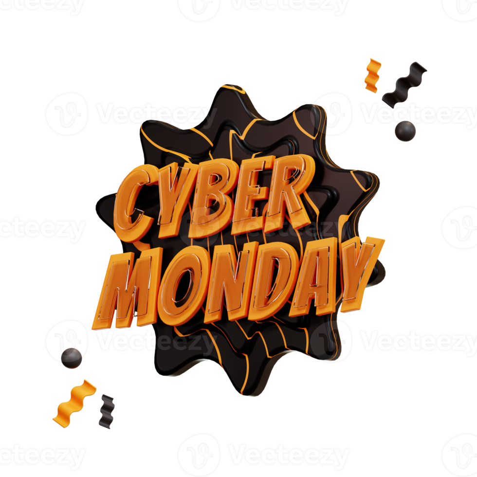 icona del cyber monday, illustrazione 3d e commerce png