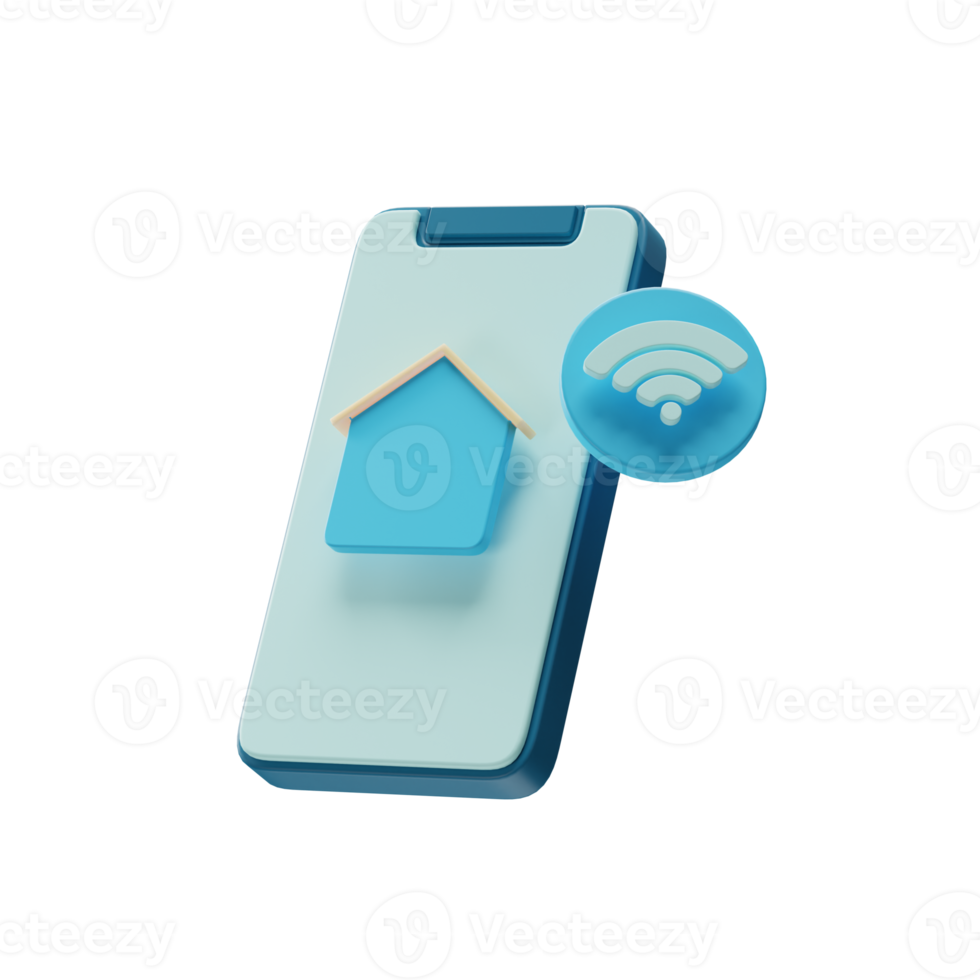 smart home, telefoonbediening 3d illustratie png