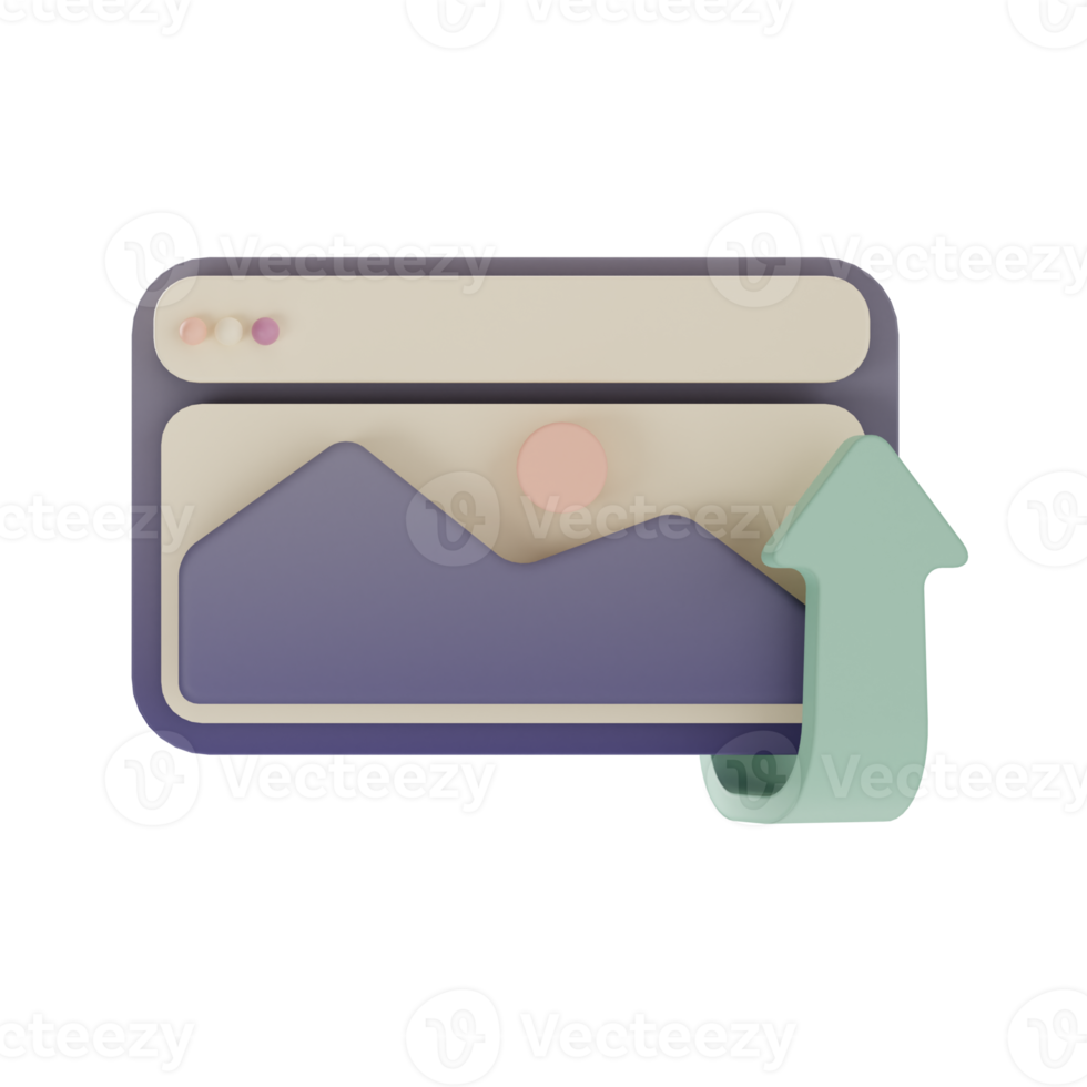 ícone de web design, imagem de upload, ilustração 3d png