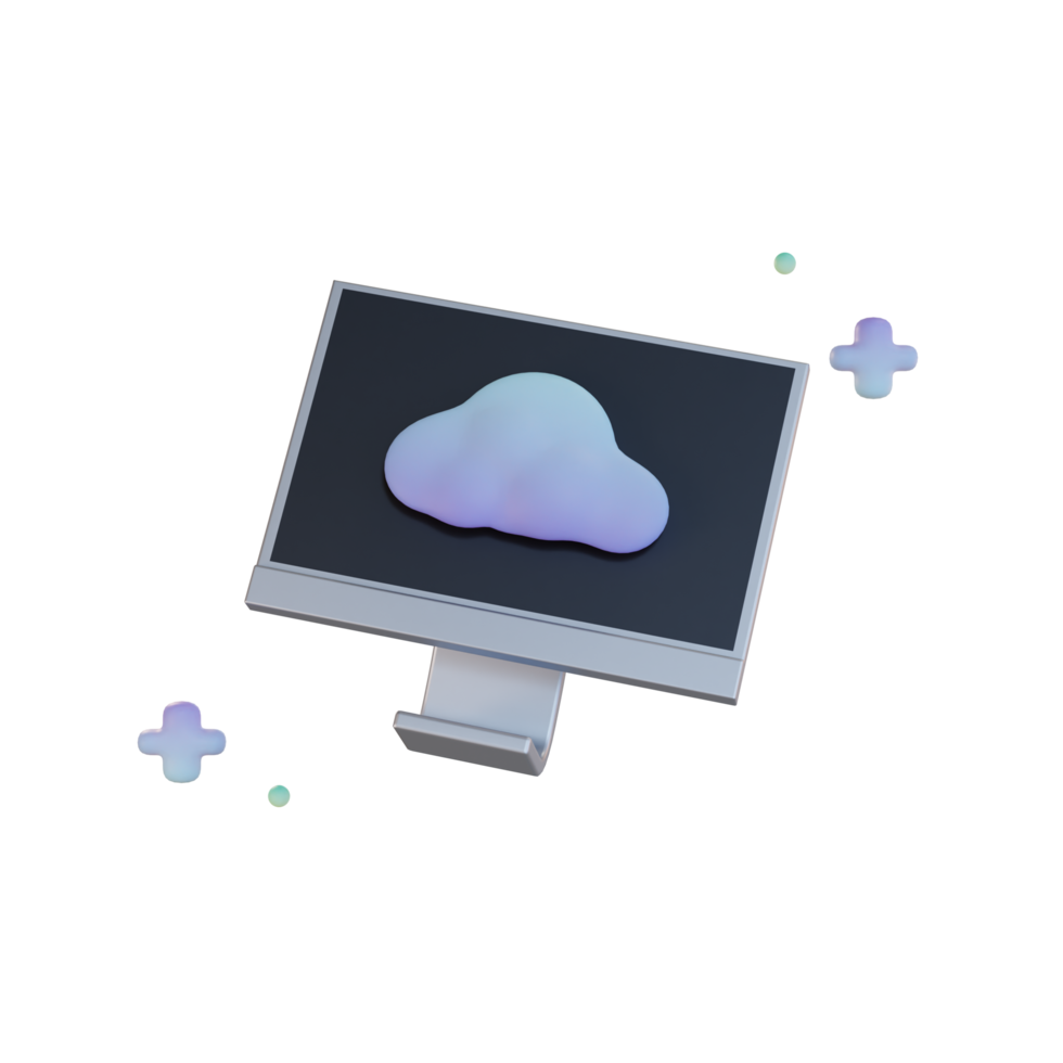 archiviazione cloud, illustrazione 3d del computer png