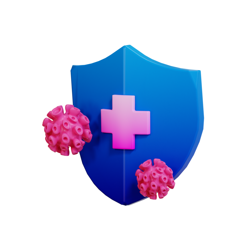 schild virus, gezondheid en geneeskunde pictogram, 3d illustratie png