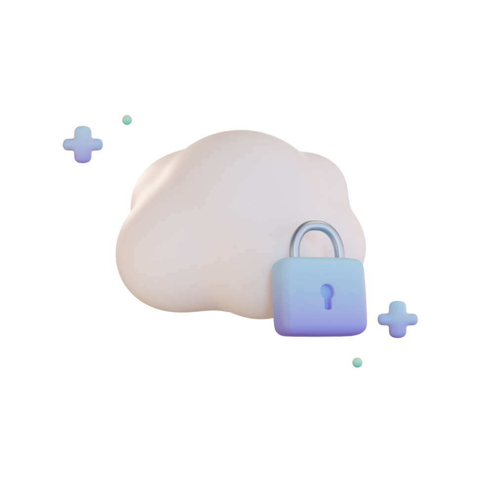 Cloud System, lock 3d illustration png