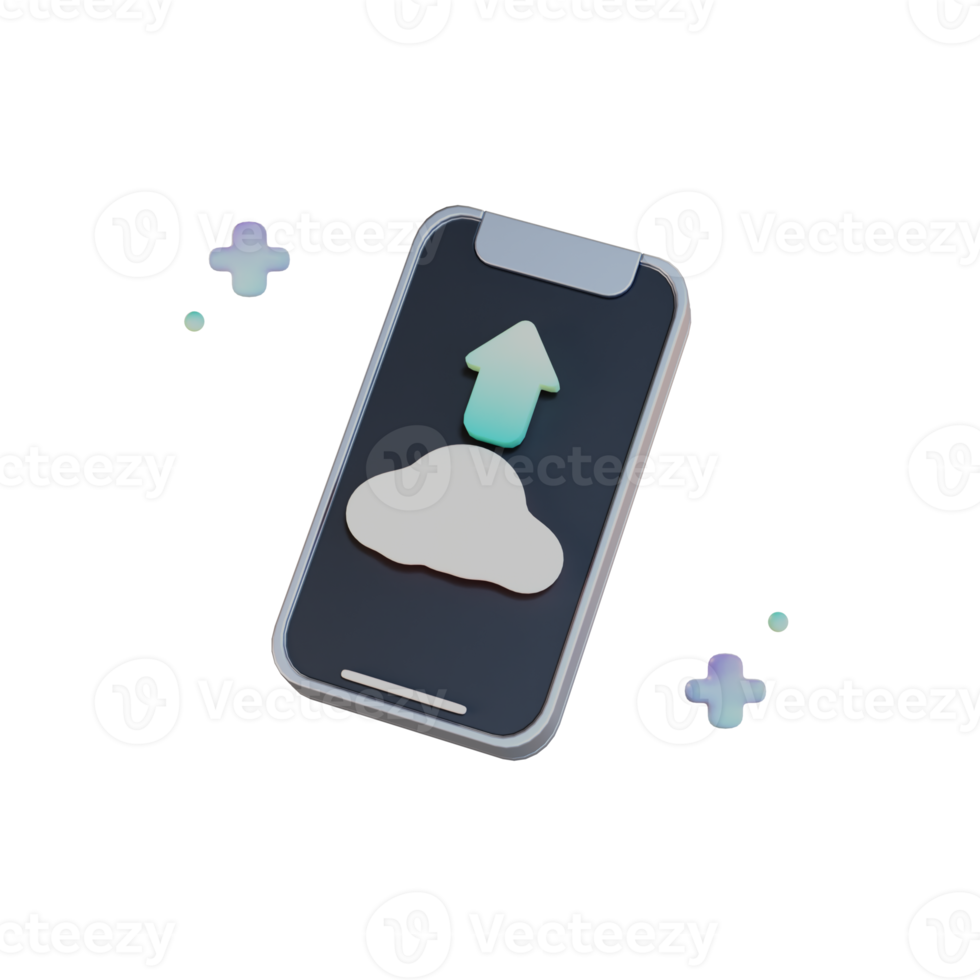 Cloud Storage, Phone Upload 3d Illustration png