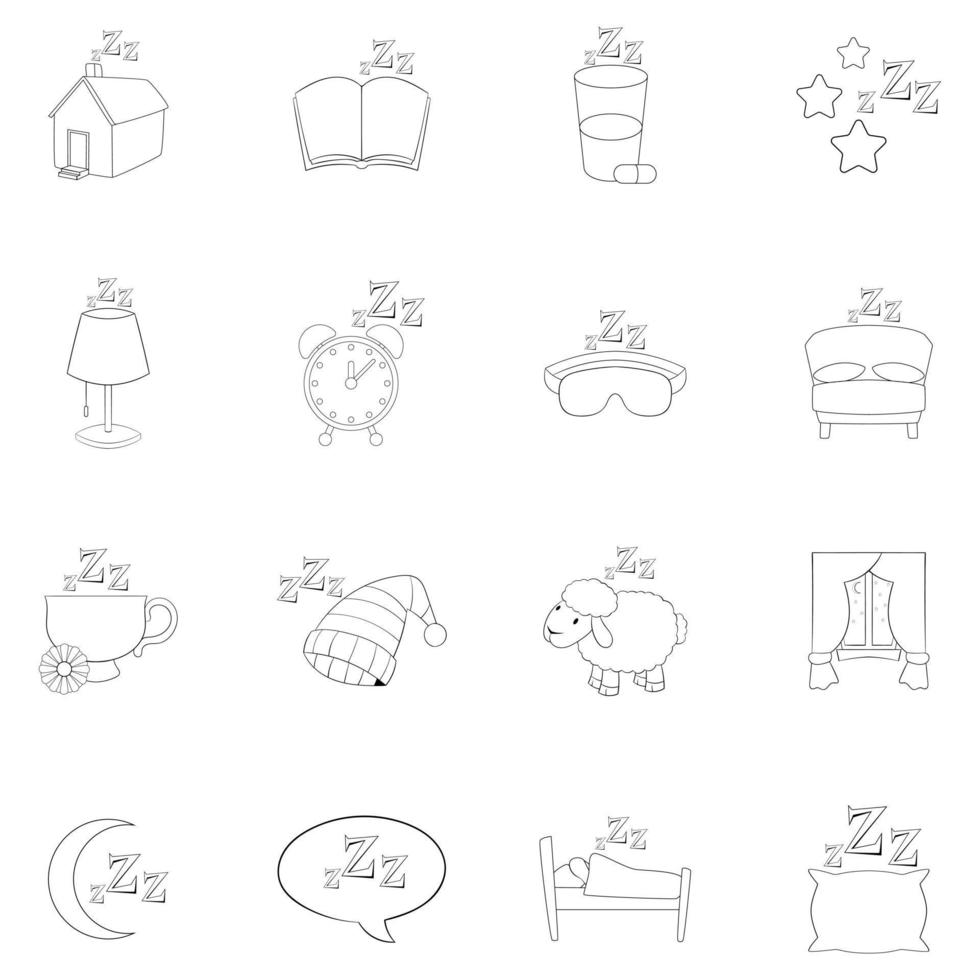 Sleep symbols icon set outline vector