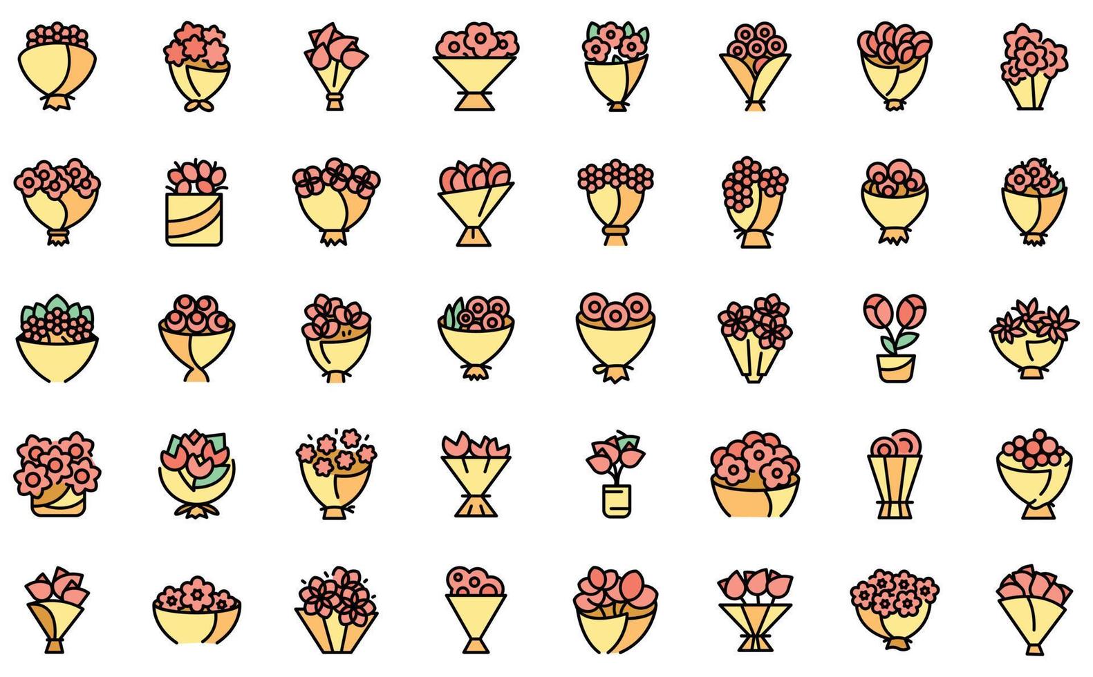 Bouquet icon, outline style vector