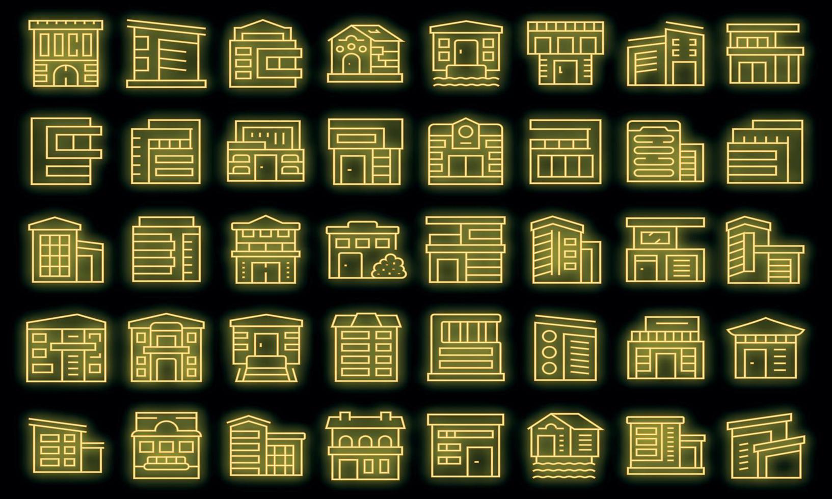 Villa icons set outline vector. Mansion house vector neon