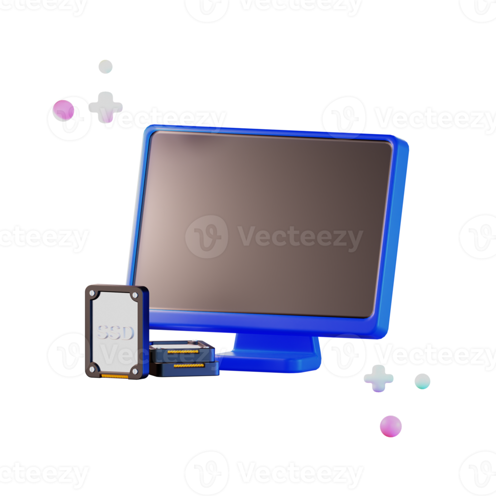 ilustração 3d ssd de armazenamento de dados png