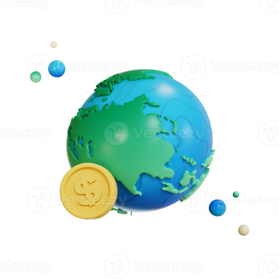 wereldeconomie, financiënpictogram, 3d illustratie png