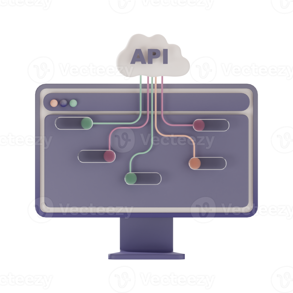 api met functiestroom, 3d illustratie png