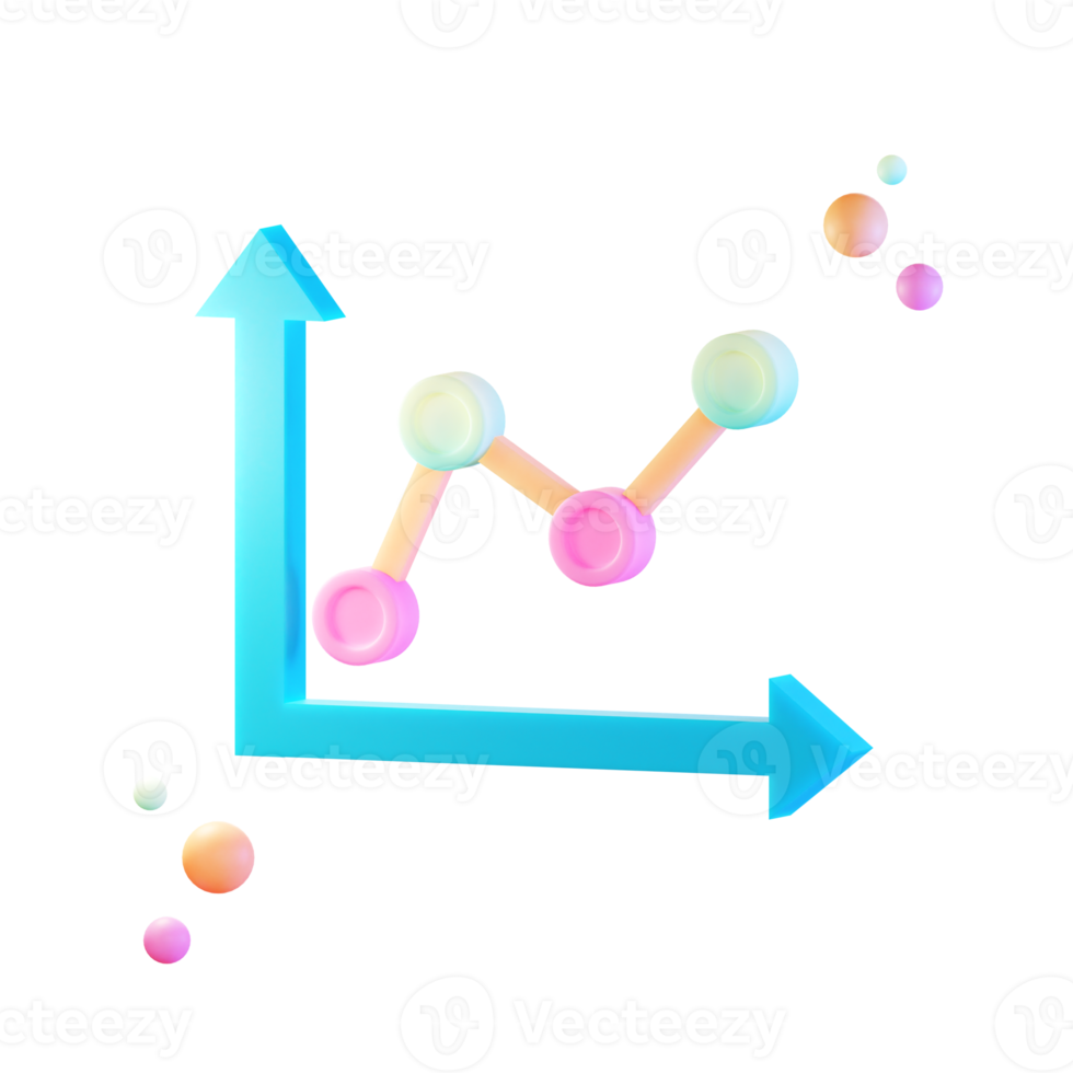 informazioni sui dati grafici lineari, illustrazione dell'icona 3d png