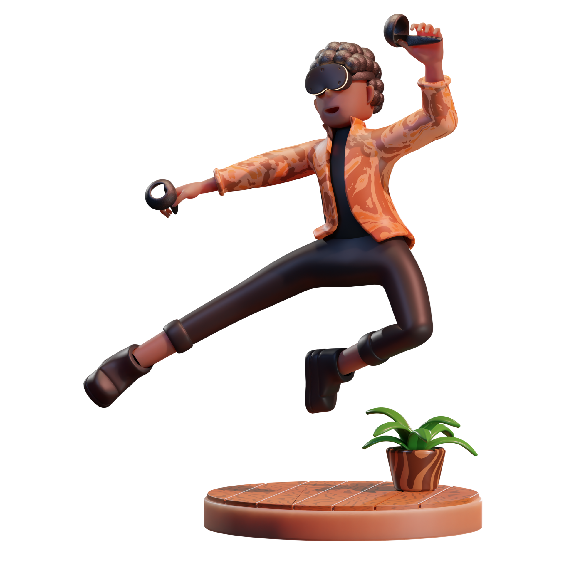 3d cute boy metaverse play stick vr illustration 8845218 PNG