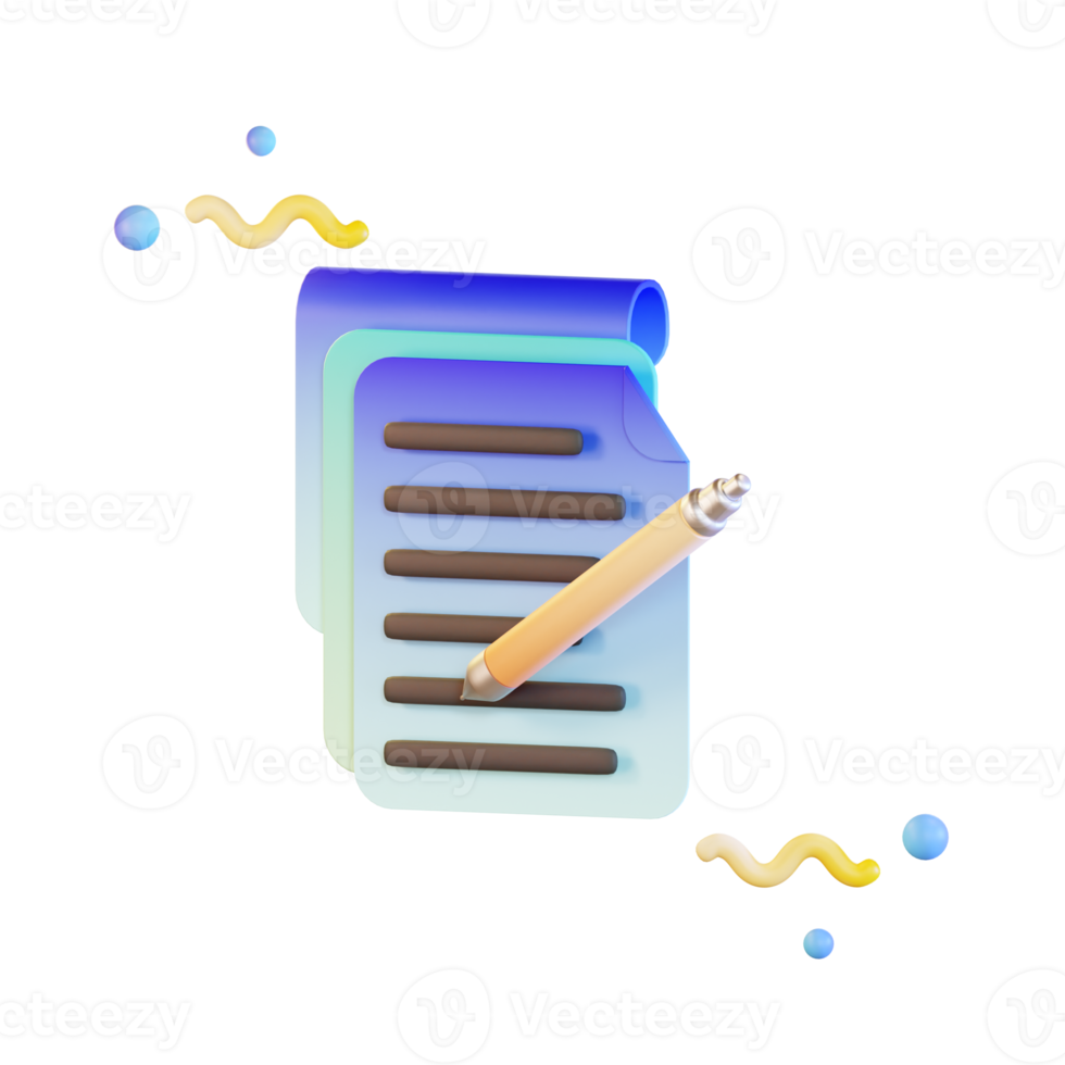 Contract Files 3d Illustration png
