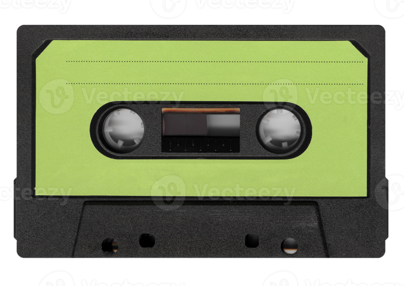 magnetic tape cassette with green label transparent PNG