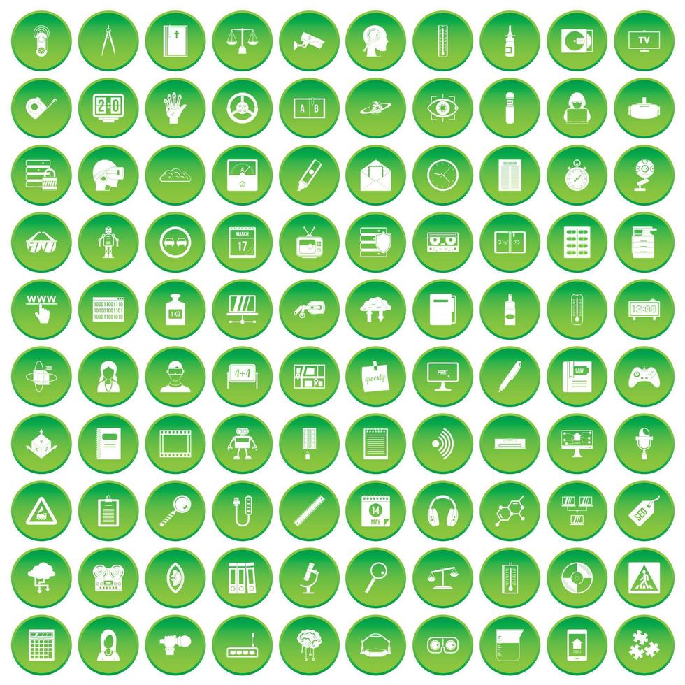 100 information icons set green circle vector