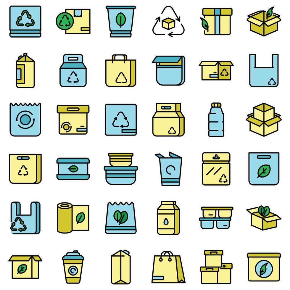 Eco packaging icons set vector flat