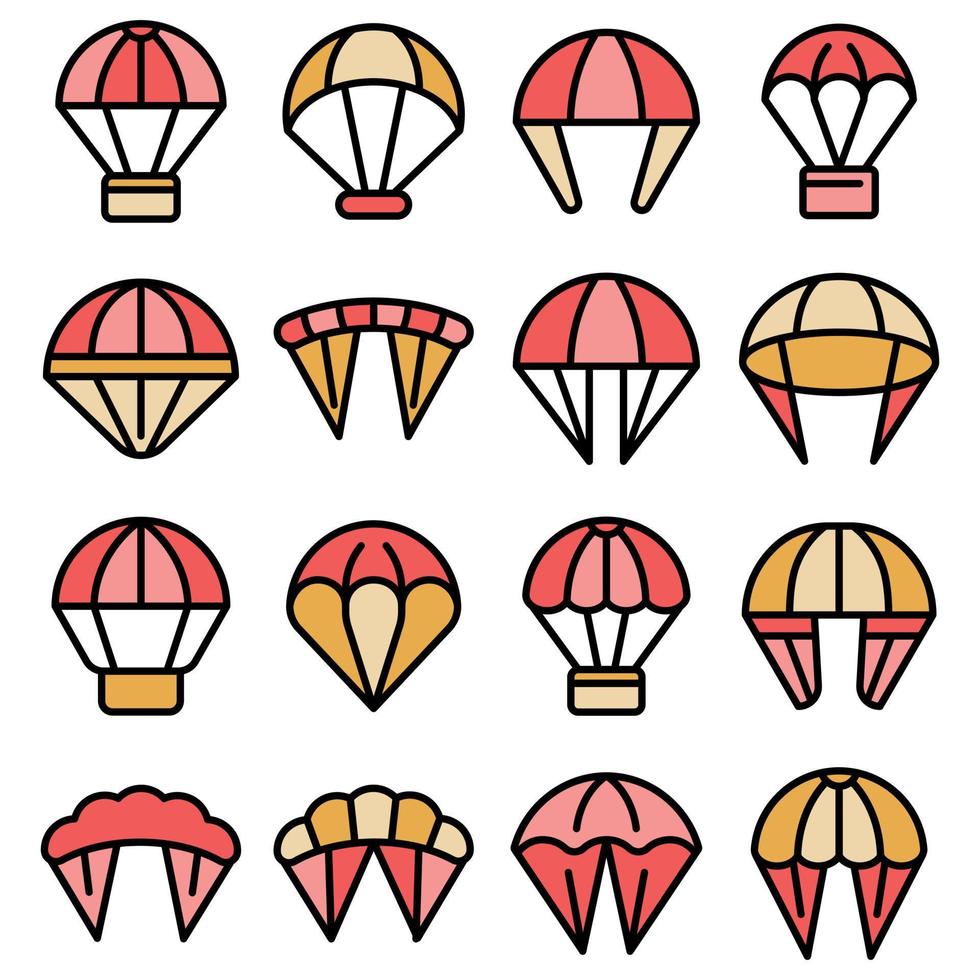 Parachuting icons set vector flat