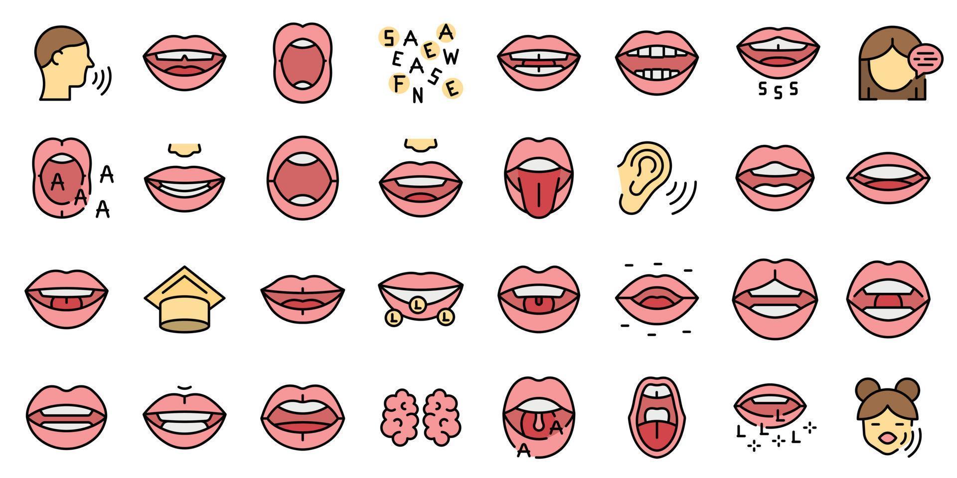 Articulation icons set line color vector