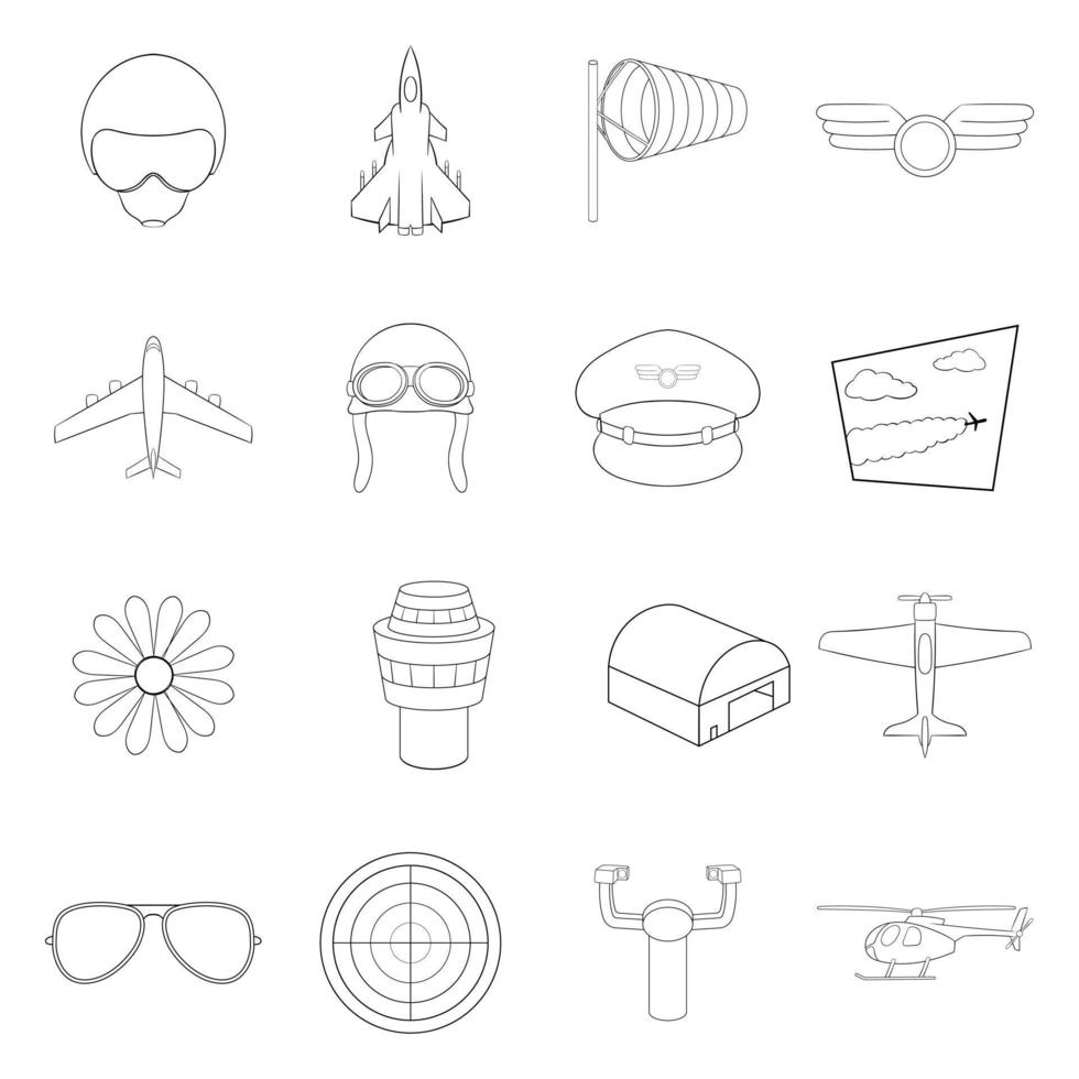 Aviation icon set outline vector