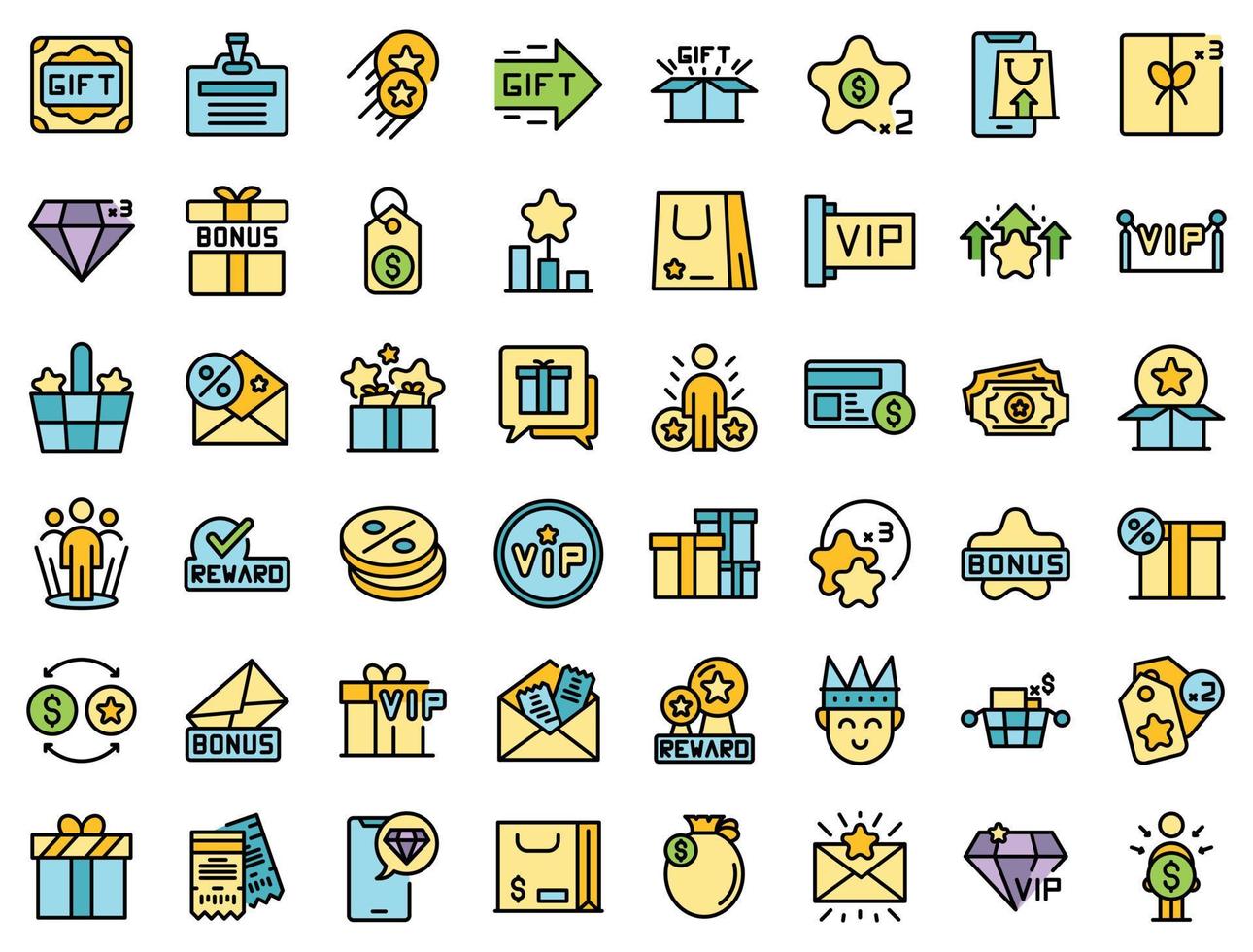 Customer loyalty program icons set vector flat