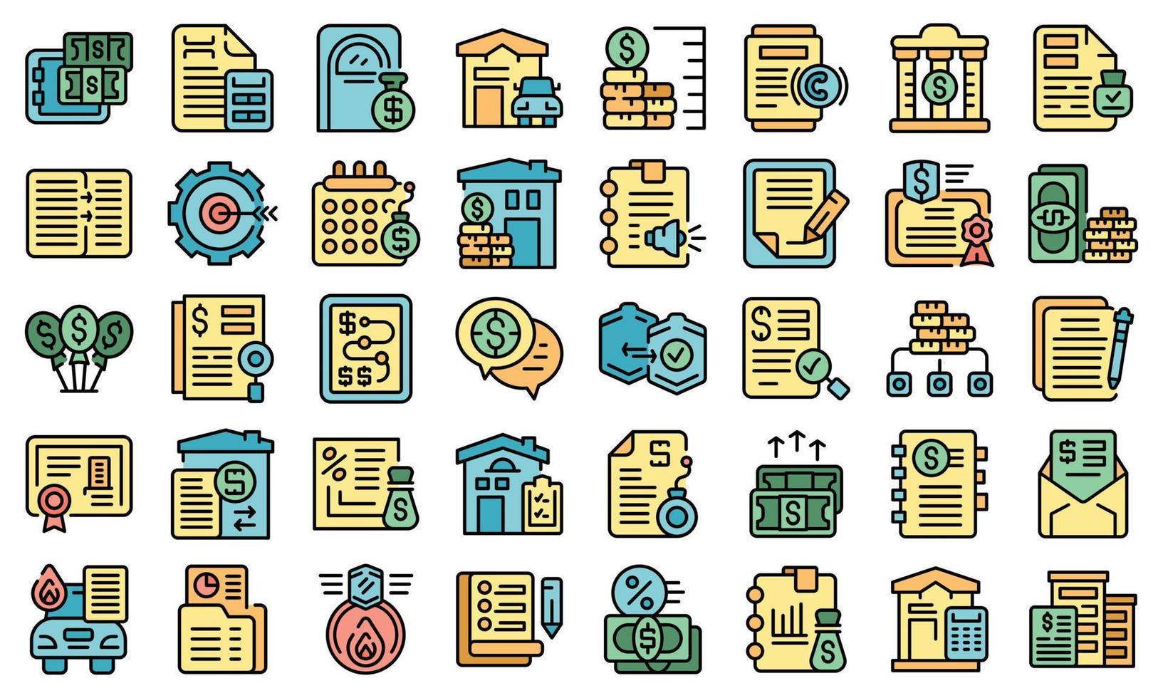 Collateral icons set vector flat