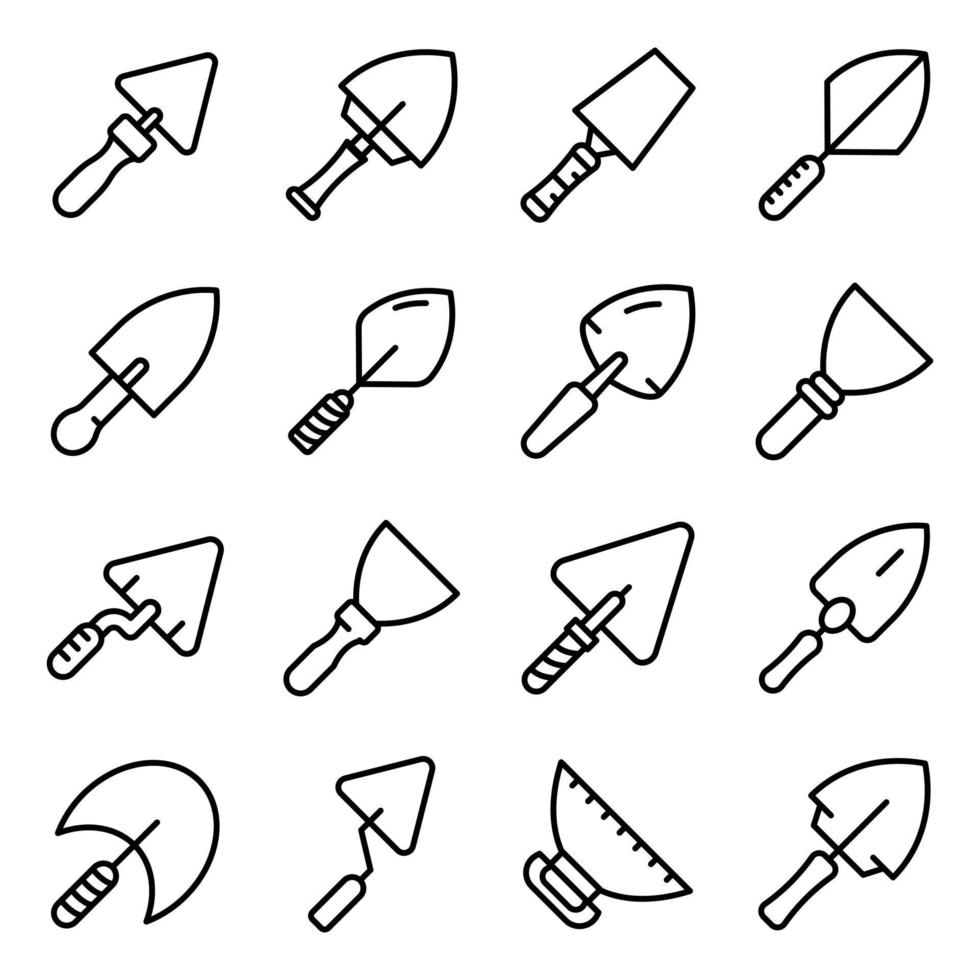 Trowel icons set, outline style vector