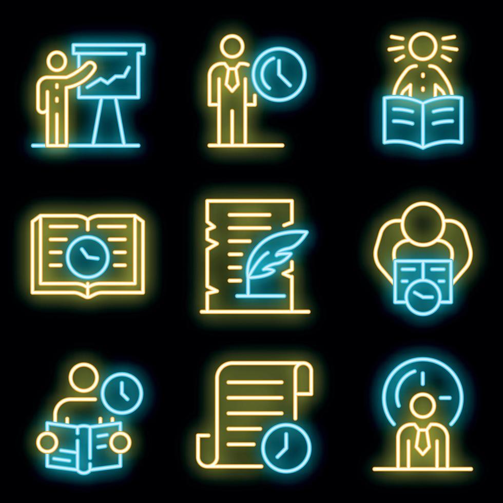 Historian icons set vector neon