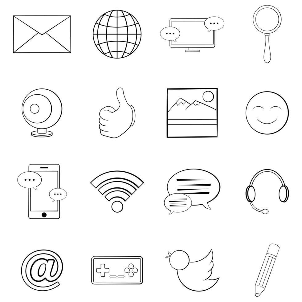 Social media icon set outline vector