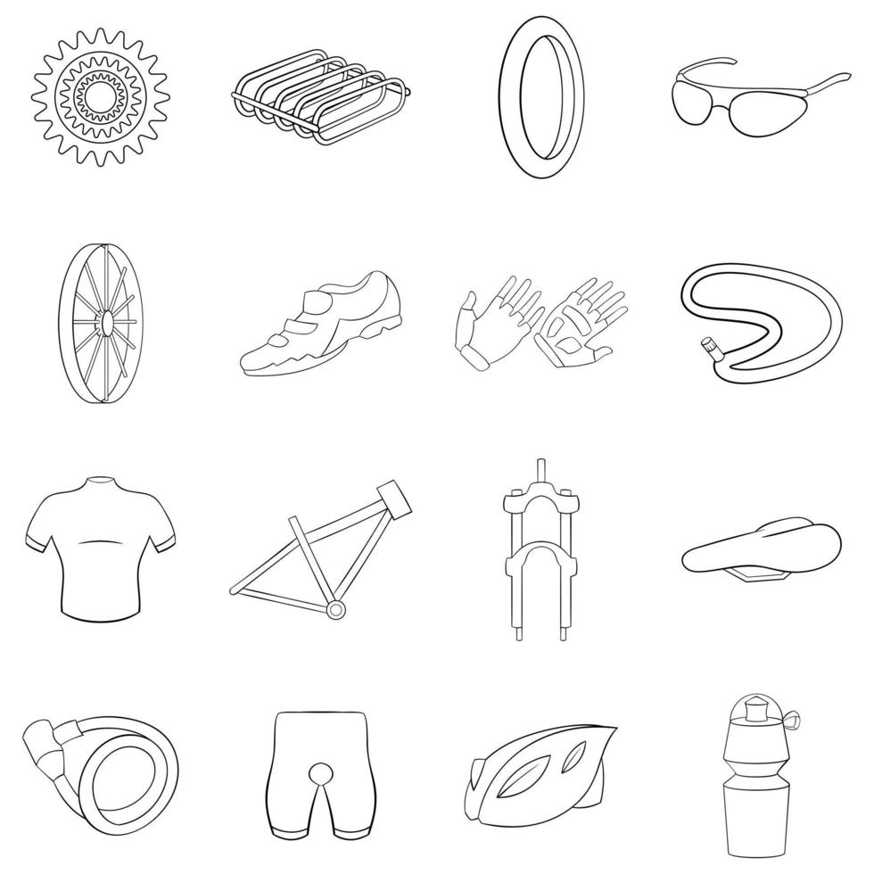 esquema de conjunto de iconos de ciclismo vector