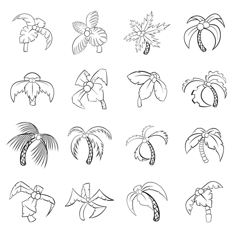 Palm tree icons set vector outline