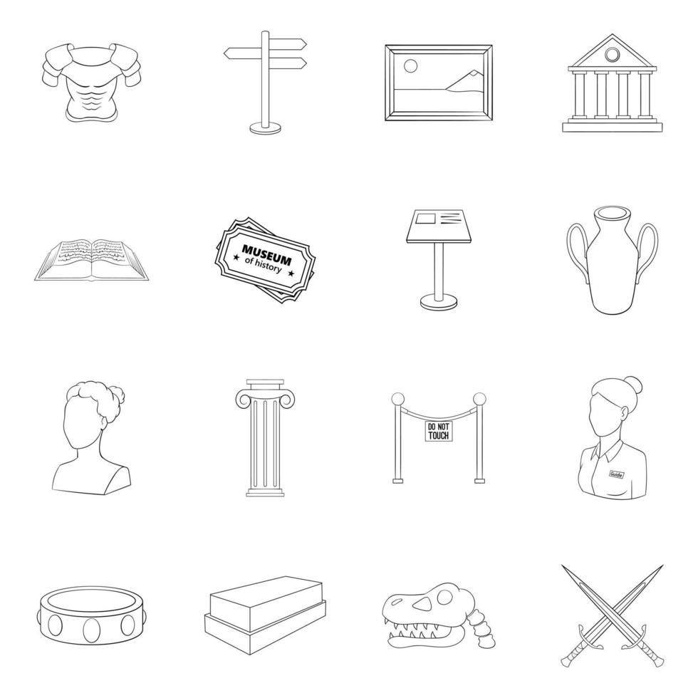 Museum icon set outline vector