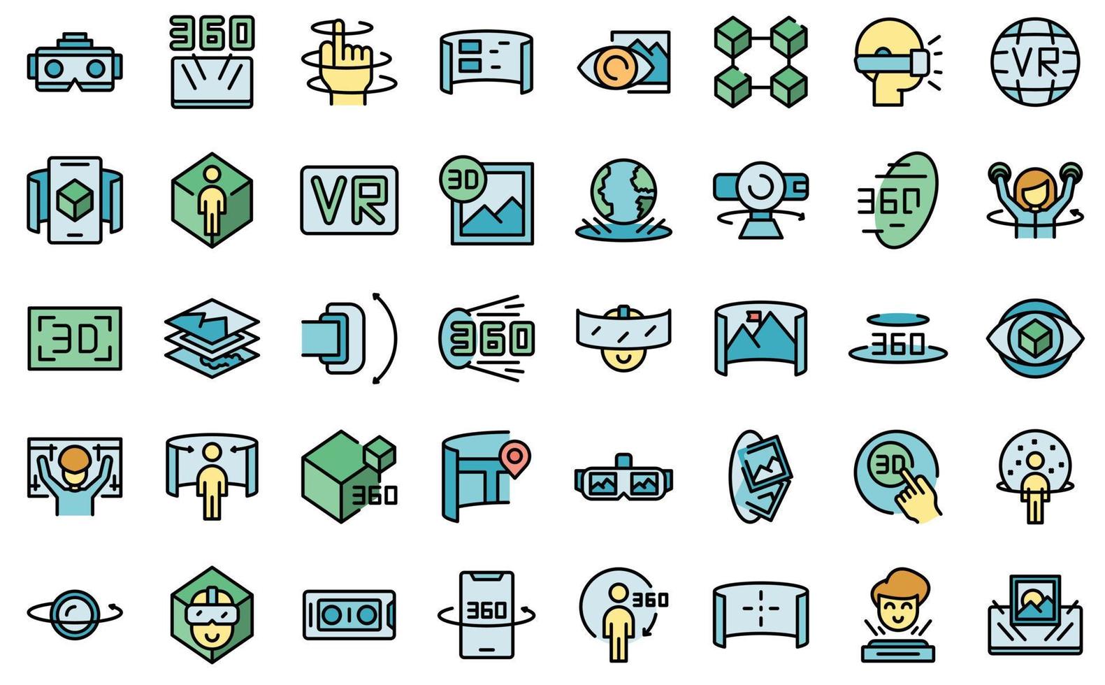 Virtual tour icons set vector flat