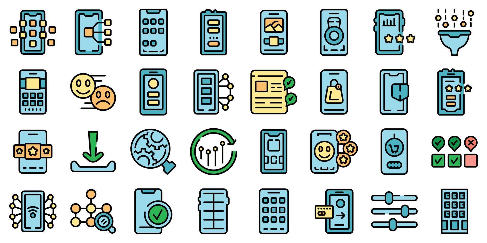 Mobile apps icons set vector flat