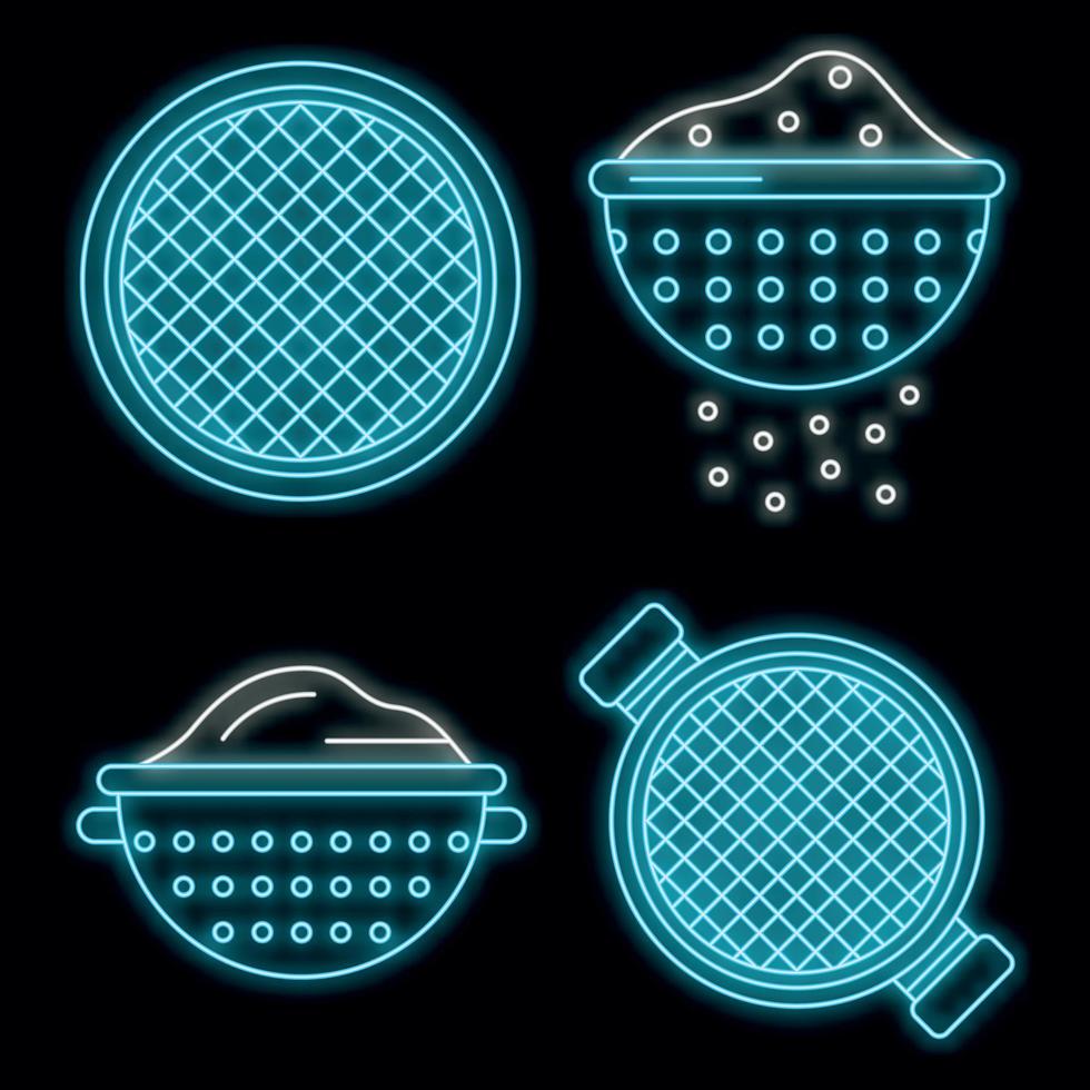 Sieve icons set vector neon