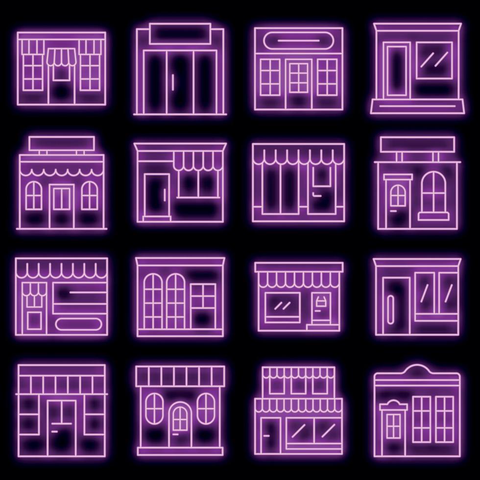 Local business icons set vector neon