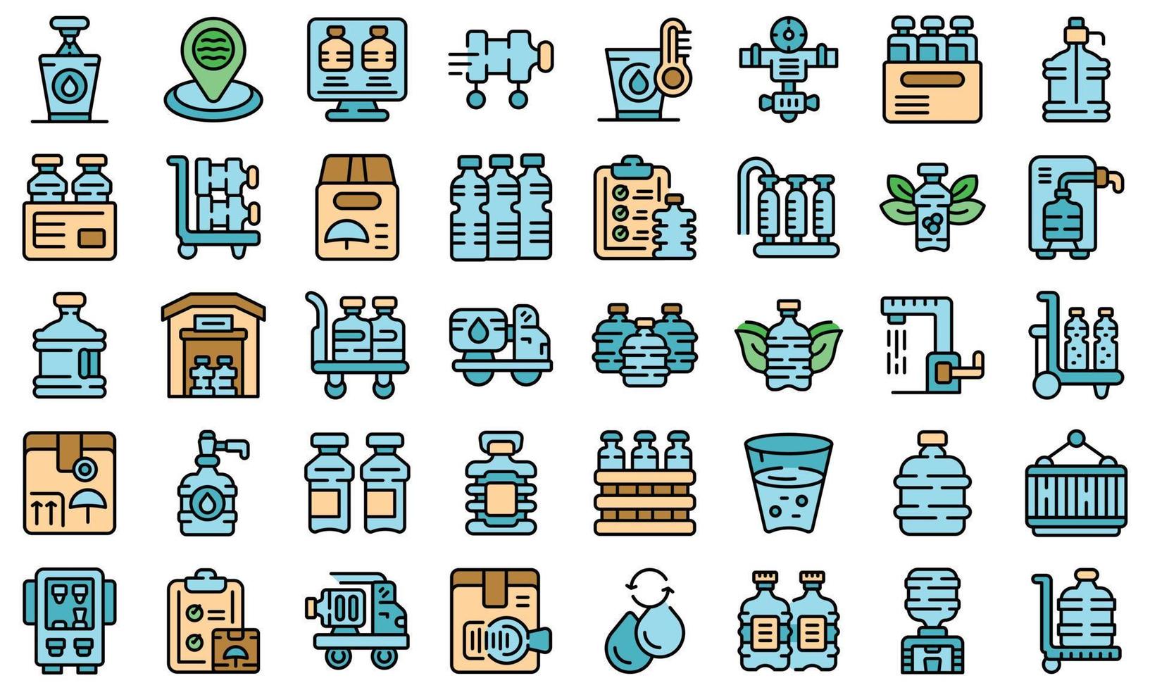 iconos de entrega de agua establecer vector plano