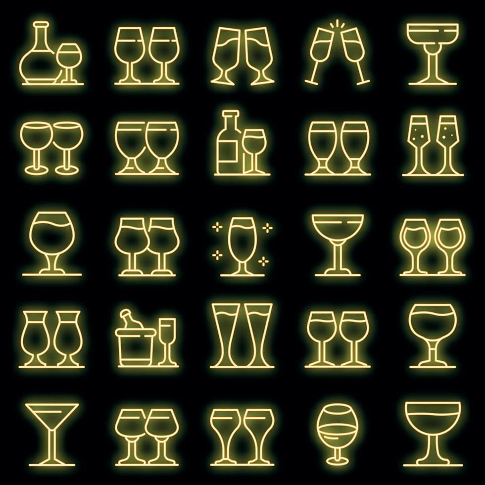 conjunto de iconos de copa de vino neón vectorial vector