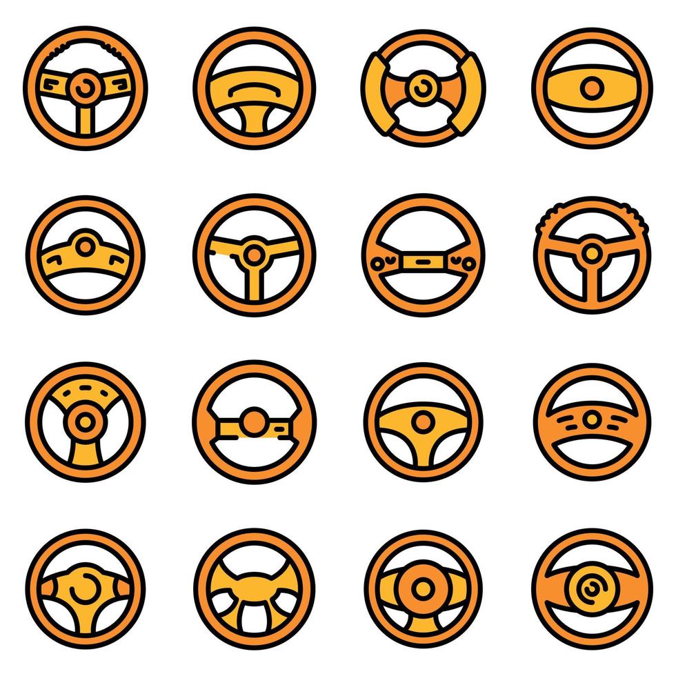conjunto de iconos de volante vector plano